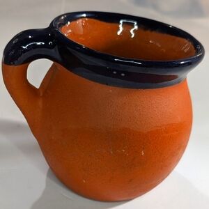 Mexico redware urn shape midnight‎ blue rimmed glazed 12oz hot chocolate mug